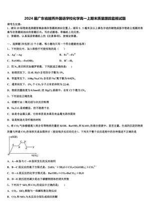 2024届广东省越秀外国语学校化学高一上期末质量跟踪监视试题含解析.doc